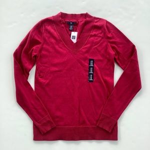 NWT Gap Red V-neck Sweater